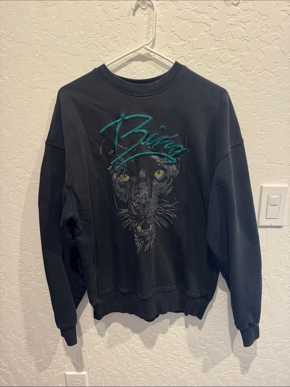 Anine Bing Black Graphic Panther Sweatshirt